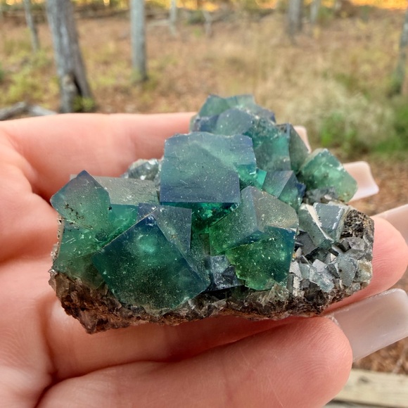 Rare UK Green Fluorite Cubes | Rogerley Mine England Green/Blue Cubes - Picture 7 of 8